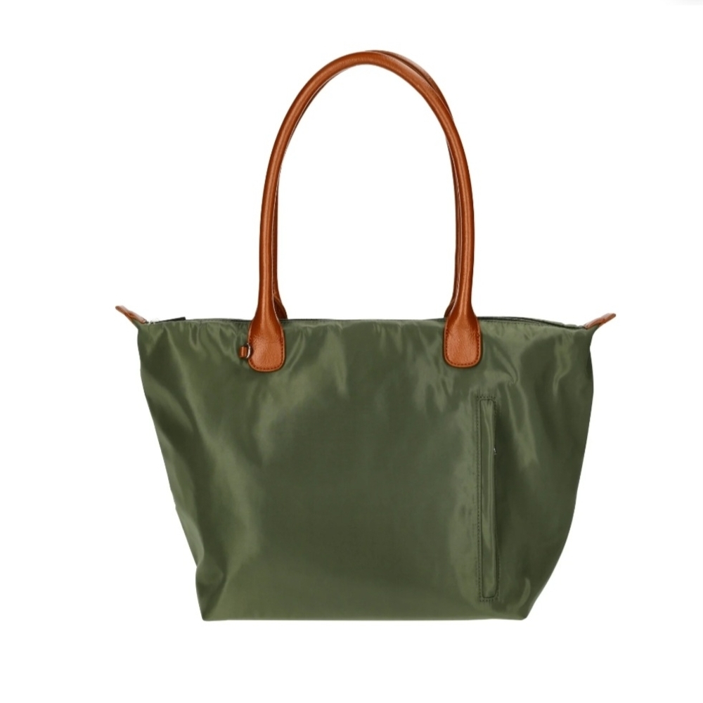 NWT No Boundaries Olive Green Tote Bag | Large Nylon Shoulder Bag Zip Closure - Picture 3 of 9